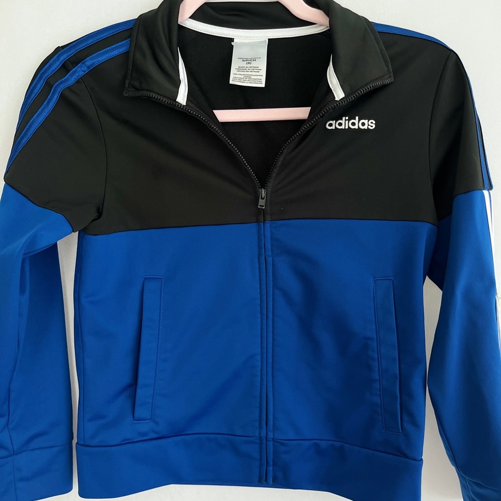 Boys Adidas Warm Up Jacket in Blue & Black
